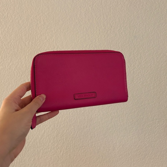 Vera Bradley Leather Zippy Clutch Wallet Pink- Pre Loved - Picture 1 of 10